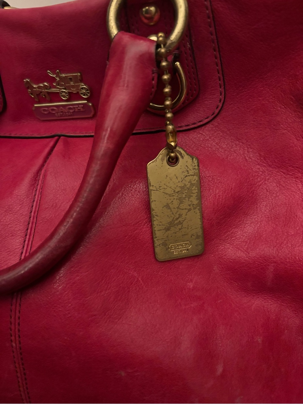 Coach Madison Leather Pink Tote Bag with Brass Hardware - Picture 3 of 10